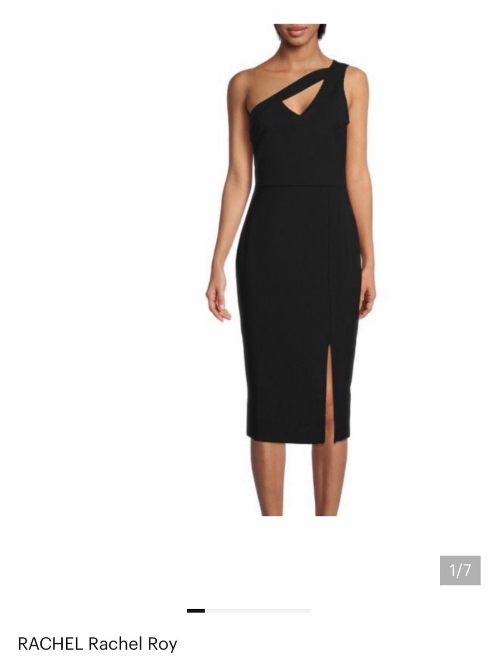 RACHEL Rachel Roy Black One-Shoulder Cutout Midi Dress